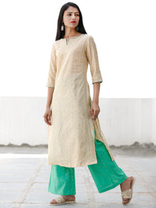 Beige Green Golden Chanderi Silk Kurta & Pants Sets  - Set of 2  - SS01F071
