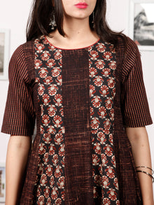 Black Brown Maroon Hand Block Printed Kurta - K97f1507