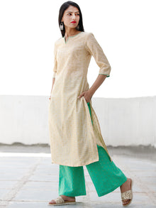 Beige Green Golden Chanderi Silk Kurta & Pants Sets  - Set of 2  - SS01F071