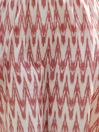 Pink Ivory Handloom Ikat Dress With Side Pockets And Peasant Sleeve-  D109F722