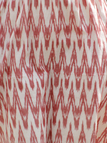 Pink Ivory Handloom Ikat Dress With Side Pockets And Peasant Sleeve-  D109F722