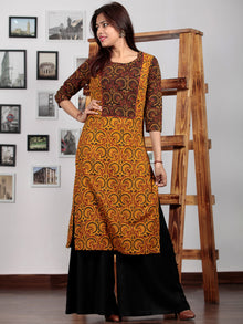 Yellow Red Green  Black Ajrakh Hand Block Printed Kurta - K63BP020