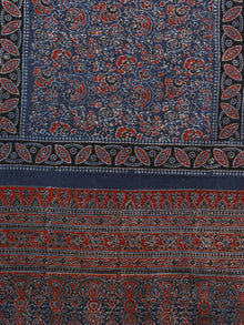 Indigo Maroon Ivory Black Mughal Nakashi Ajrakh Hand Block Printed Cotton Stole - S63170125