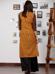 Yellow Red Green  Black Ajrakh Hand Block Printed Kurta - K63BP020