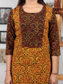 Yellow Red Green  Black Ajrakh Hand Block Printed Kurta - K63BP020