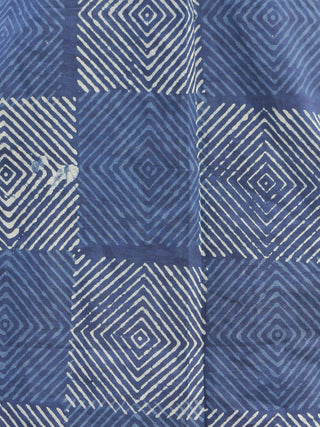 Indigo Ivory Hand Block Printed Kurti With Side Slit - K13F154