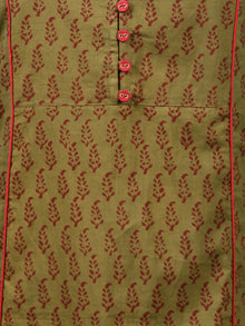 Olive Green Maroon Bagh Printed Kurta in Natural Colors - K126F1699