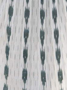 Ivory Moss Green Hand Woven Ikat Cotton Dress With Front Box Pleats  - D196F744