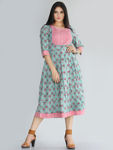 Nadima - Hand Block Printed Cotton Midi Dress with Side Pockets - D71F2013