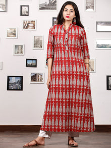 Brick Red Ivory Bagh Printed Kurta in Natural Colors - K127F1698