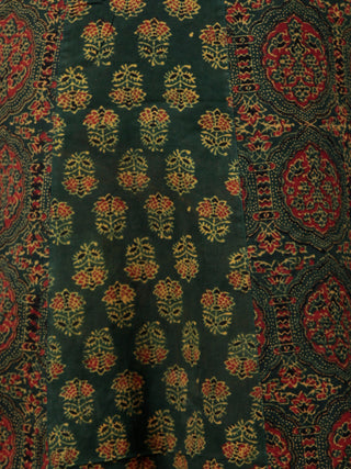 Pine Green Yellow Red Black Ajrakh Hand Block Printed Kurta  - K64BP0132