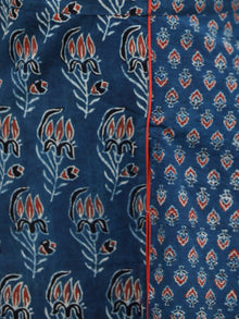 Indigo Rust Black Ivory Ajrakh Hand Printed Kurta With Front Slit - K61B070