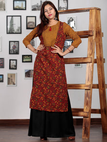 Rust Red Green Yellow Ajrakh Hand Block Printed Kurta  - K70BP0122