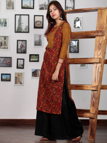 Rust Red Green Yellow Ajrakh Hand Block Printed Kurta  - K70BP0122