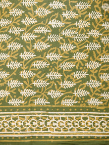 Green Ivory Hand Block Printed Cotton Suit-Salwar Fabric With Chiffon Dupatta (Set of 3) - SU01HB340