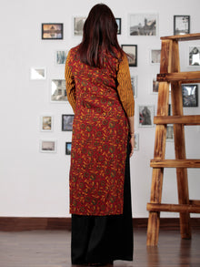 Rust Red Green Yellow Ajrakh Hand Block Printed Kurta  - K70BP0122