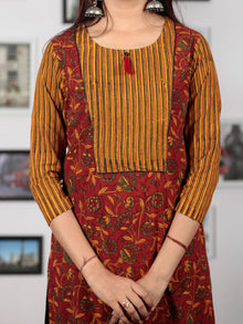 Rust Red Green Yellow Ajrakh Hand Block Printed Kurta  - K70BP0122