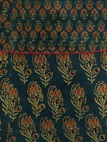 Green Rust Black Yellow Ajrakh Hand Printed Kurta With Front Slit - K60BP071