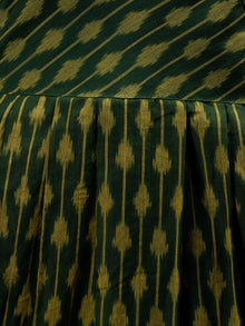 Green Yellow Handloom Mercerised Ikat Cotton Long Dress - D317F1568