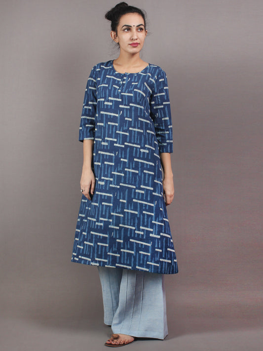 Indigo Ivory Hand Block Printed Kurti - K0403204