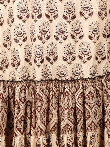 ENGAGE BEIGE - Hand Block Printed Cotton Long Sleeveless Dress - D319F1338