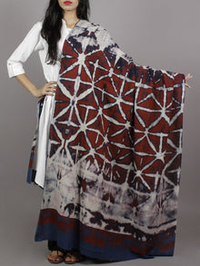 Maroon Indigo Beige Mughal Nakashi Ajrakh Hand Block Printed Cotton Dupatta - D04170123