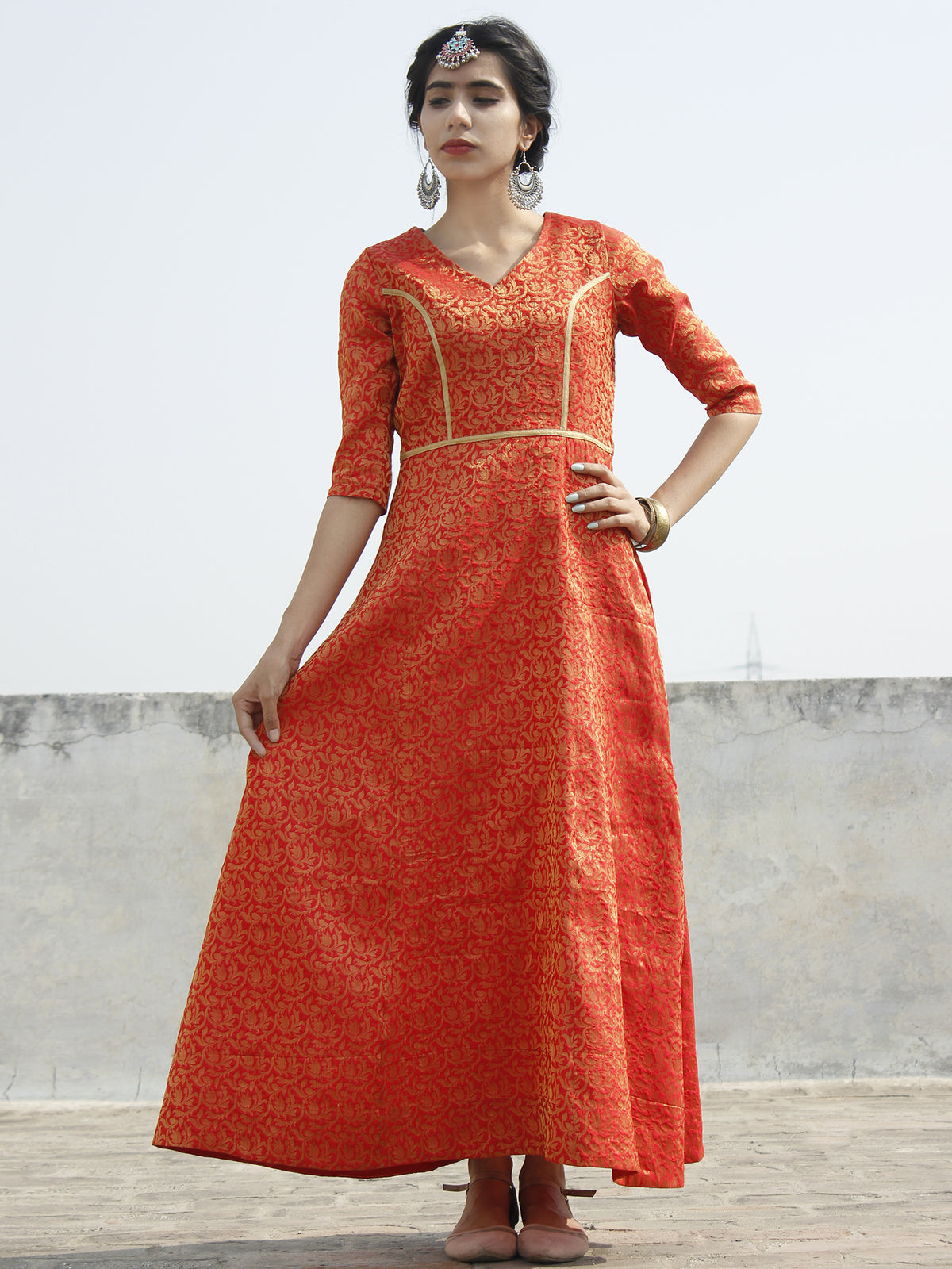 Amazon.com: Flawnt Lehenga Kurti - Angarkha Style (Red-Golden, 2T) :  Clothing, Shoes & Jewelry