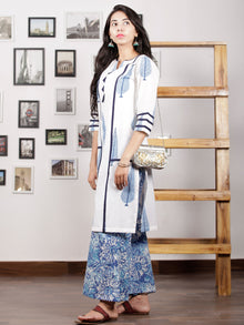 Blue White Hand Block Printed Kurta in Natural Colors - K90F1500
