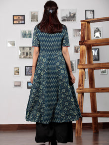 Indigo Sage Green Black Ajrakh Hand Block Printed Kurta  - K64BP0148