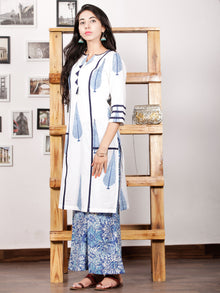 Blue White Hand Block Printed Kurta in Natural Colors - K90F1500