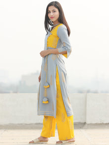 Sabana - Grey Gold Printed Kurta Palazzo Set  - SS02F1999