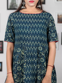 Indigo Sage Green Black Ajrakh Hand Block Printed Kurta  - K64BP0148