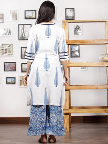 Blue White Hand Block Printed Kurta in Natural Colors - K90F1500