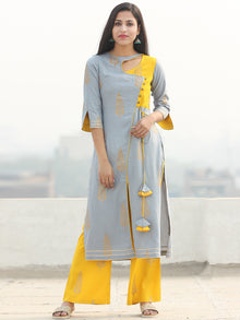 Sabana - Grey Gold Printed Kurta Palazzo Set  - SS02F1999