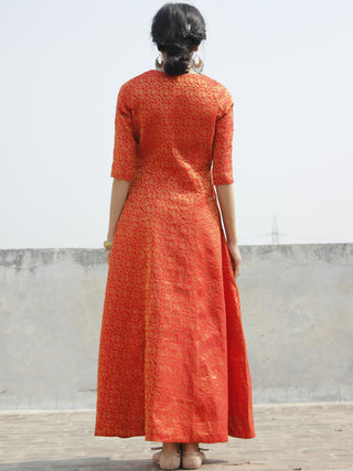 Red Golden Long Princess Line Brocade Dress - D122F001