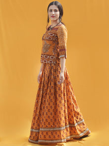 Naaz Midhah - Hand Block Printed Long Top And Skirt Dress - DS83F001