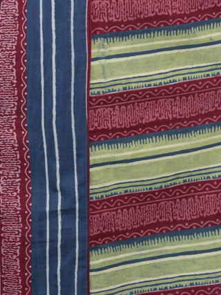 Indigo Green Maroon Ivory Ajrakh Hand Block Printed Kurti  - K1068701