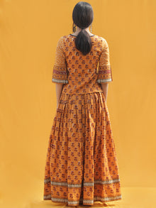 Naaz Midhah - Hand Block Printed Long Top And Skirt Dress - DS83F001