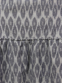 Heather Grey Midi Sleeveless Handwoven Ikat Tier Dress With Pussy Cat Bow Neck - D5067001