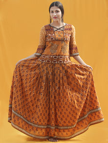 Naaz Midhah - Hand Block Printed Long Top And Skirt Dress - DS83F001