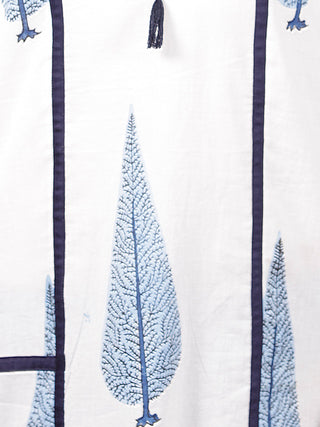 Blue White Hand Block Printed Kurta in Natural Colors - K90F1500