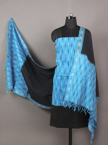 Azure Black Multi Color Ikat Handwoven Cotton Suit Fabric Set of 3 - S1002019