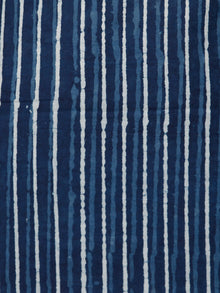 Indigo Ivory Coral Hand Block Printed Cotton Suit-Salwar Fabric With Chiffon Dupatta (Set of 3) - SU01HB341