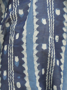 Indigo Blue Ivory Chanderi Hand Black Printed & Hand Painted Dupatta - D04170229