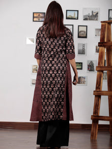 Black Maroon Blue Ajrakh Hand Block Printed Kurta  - K48BP0129