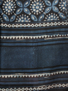Indigo Multi Color Cotton Mul Hand Block Printed Dupatta With Beige Putai  - D0417079