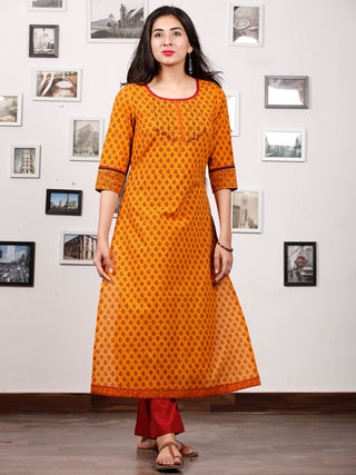 Orange Brown Bagh Printed Kurta in Natural Colors - K130F1705