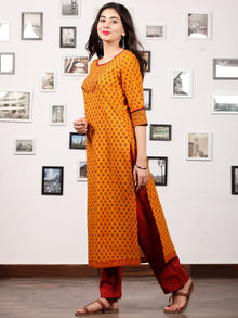 Orange Brown Bagh Printed Kurta in Natural Colors - K130F1705