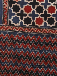 Indigo Black Maroon Beige Mughal Nakashi Ajrakh Hand Block Printed Cotton Stole - S63170128