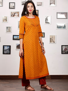 Orange Brown Bagh Printed Kurta in Natural Colors - K130F1705